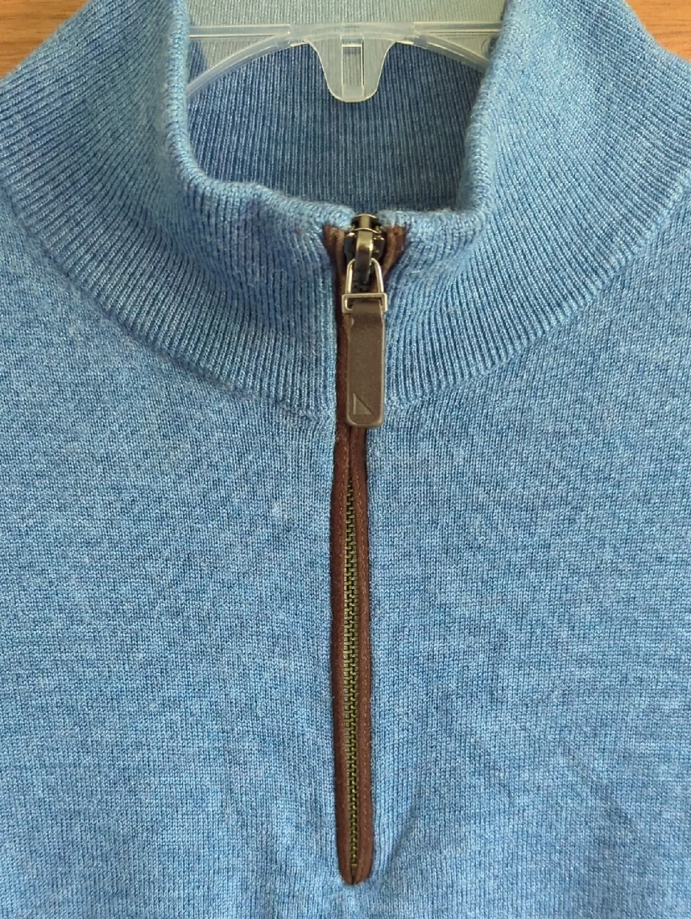 Untuckit Blue Merino Wool Quarter Zip Sweater